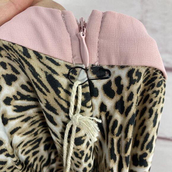 NWT Tilly’s West of Melrose Animal Print Slip Dress Pink Trim Wide Strap SZ S - Picture 8 of 14